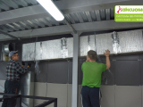 Устройство системы приточно-вытяжной вентиляции в производственном помещении площадью  200 кв. м. На объекте использованы вентиляторы Shuft уличного исполнения и комплект воздуховодов из оцинкованной стали.